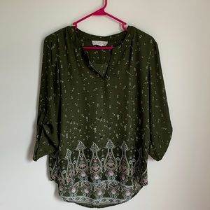 Green floral/paisley blouse